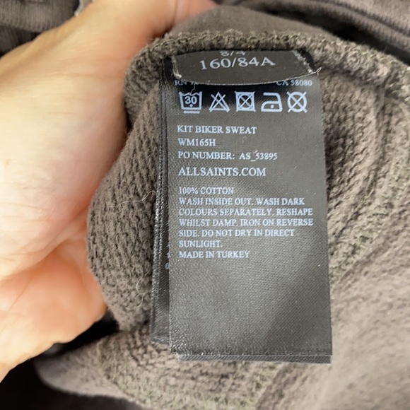 All Saints Kit Biker Sweats Moto Zip Up - Picture 7 of 8